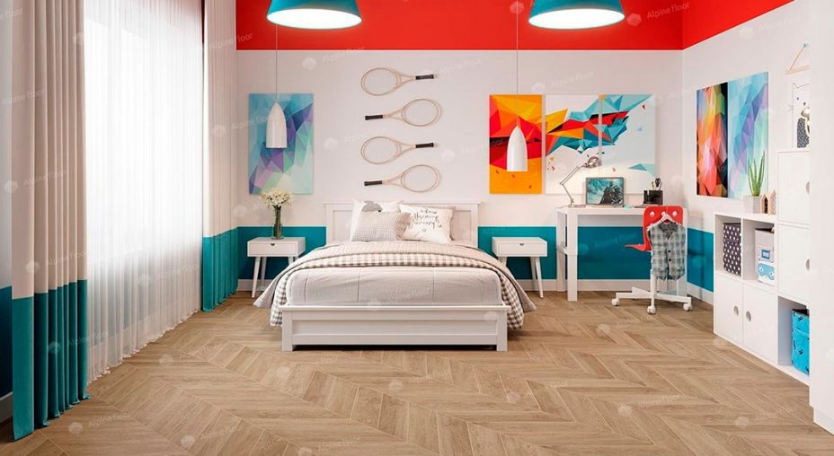 Кварцвинил елочка ECO 20-2 Дуб Ваниль Селект Chevron Alpine Floor фото