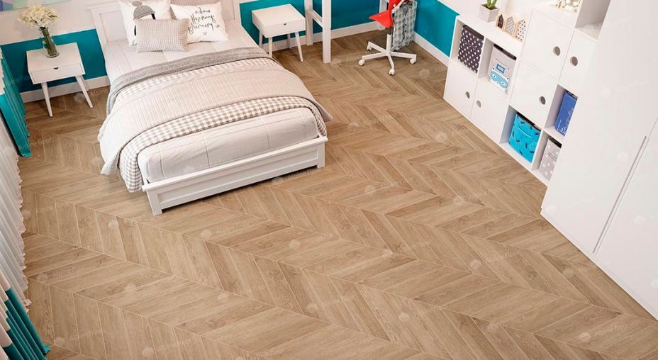 Кварцвинил елочка ECO 20-2 Дуб Ваниль Селект Chevron Alpine Floor фото