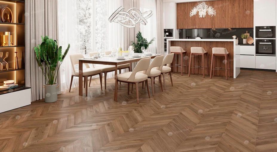 Кварцвинил елочка ECO 20-4 Дуб Насыщенный Chevron Alpine Floor фото