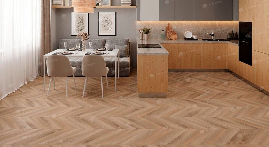 Кварцвинил елочка ECO 20-6 Дуб Синистра Chevron Alpine Floor фото