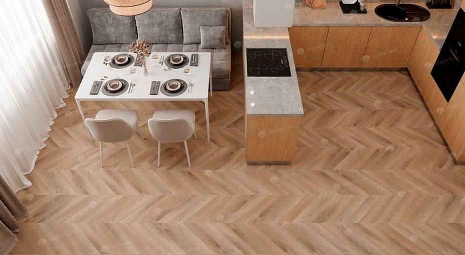 Кварцвинил елочка ECO 20-6 Дуб Синистра Chevron Alpine Floor фото